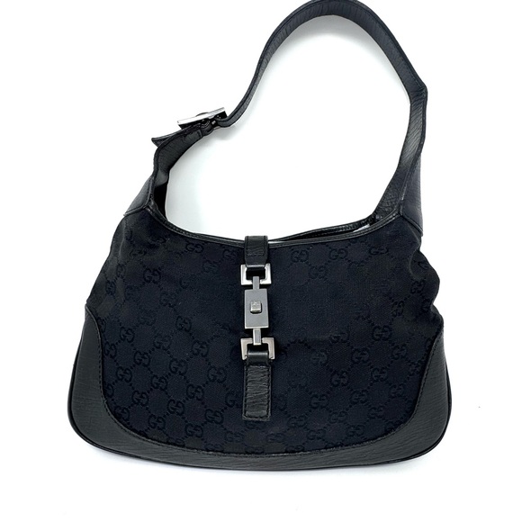 Gucci Jackie Vintage Black Monogram Canvas Shoulder Bag – Iconic Style - Picture 1 of 12